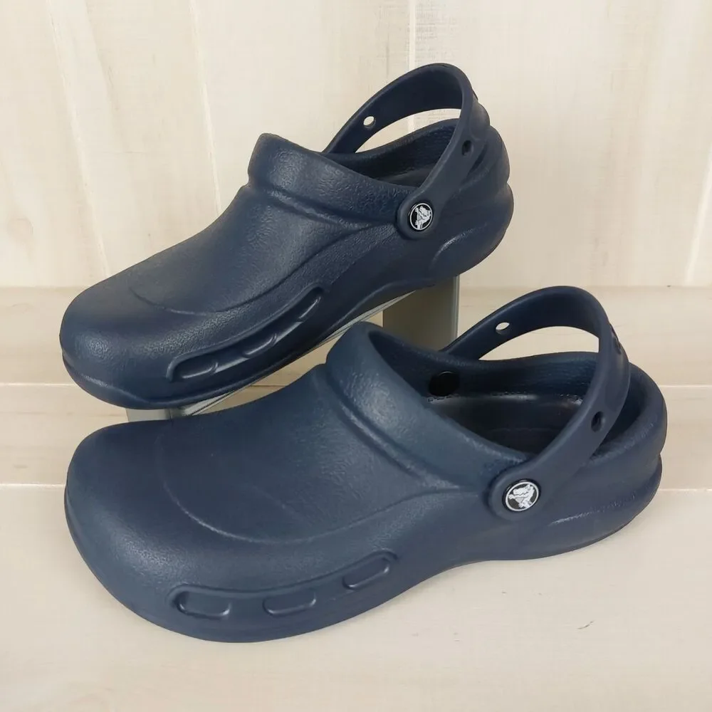 Crocs Bistro Clogs Slip Resistant Work Shoes Men's 7 Women's 9 Blue Chef Nursing - Picture 2 of 7